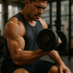 The Science of Sets: Is Your Workout Volume Stalling Your Gains ? A muscular man performing weight training at the gym, demonstrating proper form for building muscle.