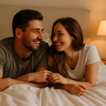 أطعمة طبيعية متنوعة مثل الأفوكادو والمكسرات والرمان والشوكولا الداكنة موضوعة على طاولة، تعبير واقعي عن أطعمة تعزز الرغبة الجنسية.