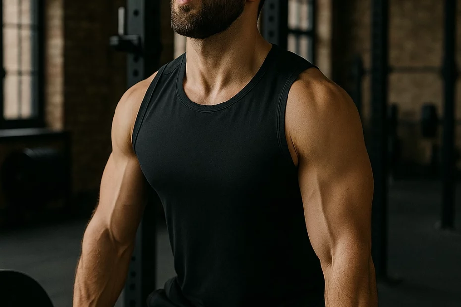 رياضي يرفع الأثقال في صالة تدريب احترافية مع تركيز واضح على تنفّسه العميق، تظهر عليه علامات التركيز والثبات أثناء تنفيذ تمرين ثقيل، في مشهد واقعي يعبّر عن العلاقة بين التنفس والتحكّم بالقوة الجسدية.