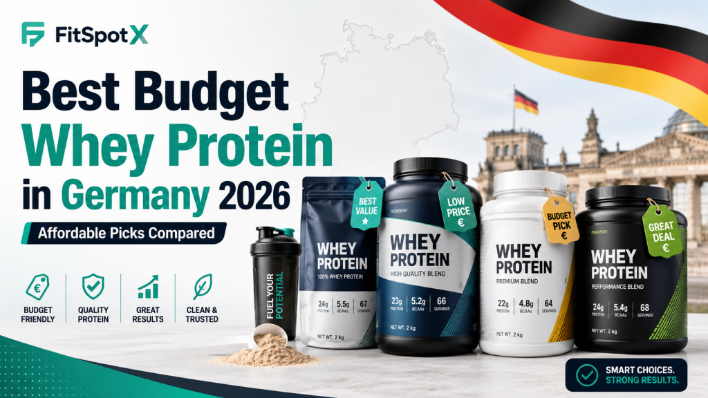 Best budget whey protein options in Germany for 2026, featuring affordable protein powders compared by price, quality, protein content, and overall value.
