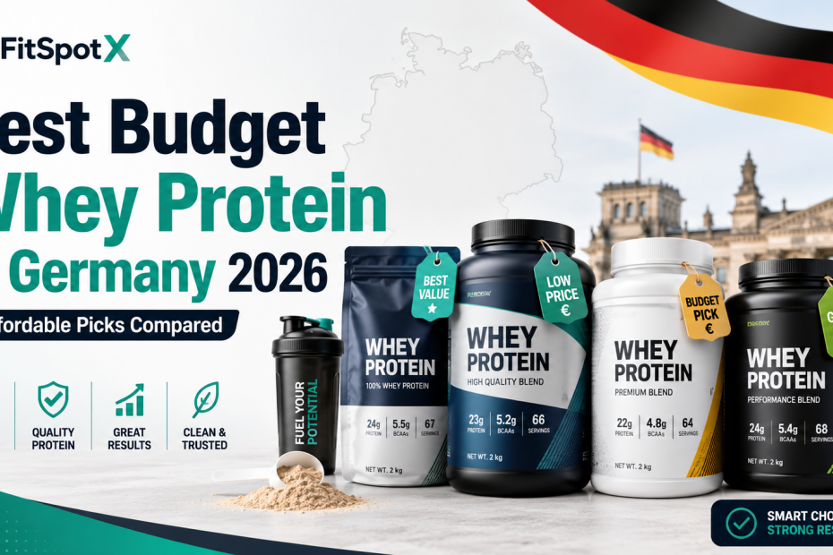 Best budget whey protein options in Germany for 2026, featuring affordable protein powders compared by price, quality, protein content, and overall value.